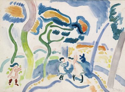Barn som leker (akvarell på papper) av Raoul Dufy