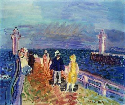 Bryggor vid Trouville-Deauville; Les Jetees de Trouville-Deauville av Raoul Dufy