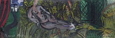 Nymf liggande i vete (olja på duk) av Raoul Dufy