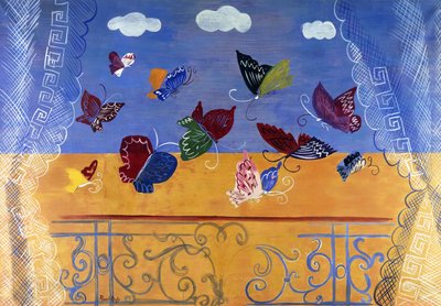 Öppet fönster med fjärilar av Raoul Dufy