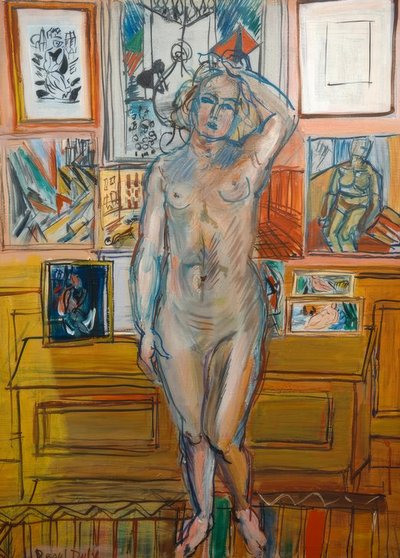 Stående naken på målningar av Raoul Dufy