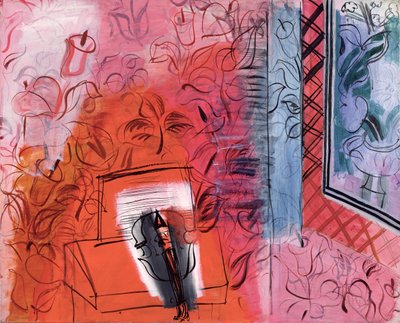 Stilleben med en violin, en hyllning till Johann Sebastian Bach (1685-1750) 1952 (olja på duk) av Raoul Dufy