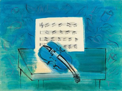 Den blå violinen, ca 1946 (gouache, akvarell  bläck på papper) av Raoul Dufy