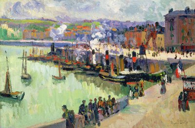 The Port (olja på papper) av Raoul Dufy