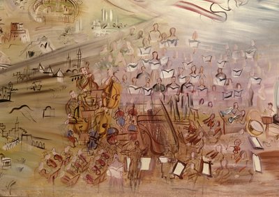 The Story of Electricity, studie till La Fee Electricite, detalj av den vänstra delen som föreställer orkestern av Raoul Dufy