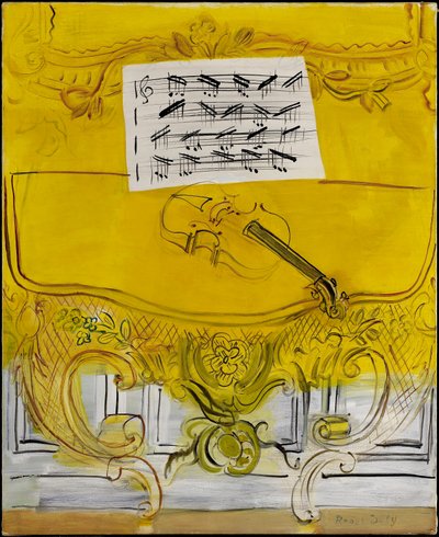 Den gula konsolen med en violin av Raoul Dufy