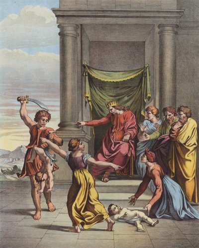 Salomos dom (färg litho) av after Raphael