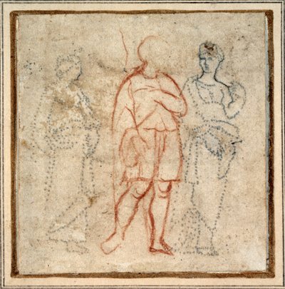 Aeneas eskorterad av Dido, studera för gränsscenen (tredje facket till vänster) av "Quos ego" av Raphael