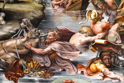 Slaget vid Milvian bridge, detalj. 1517-1524 (fresk) av Raphael