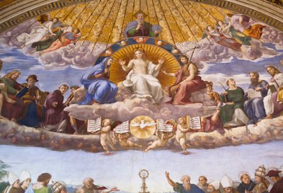 Disputation av det heliga sakramentet - fresk av Rafael av Raphael (1483-1520)