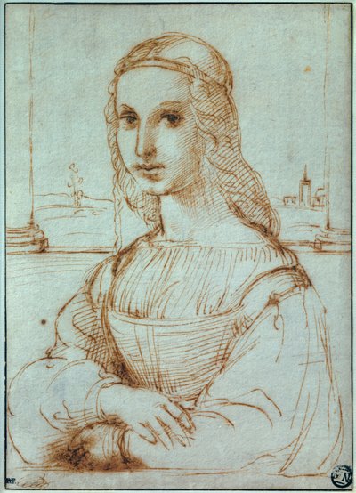 Porträtt av den florentinska damen Teckning av Raffaello Sanzio dit Raphael (1483-1520) 1504 Paris, Louvren av Raphael