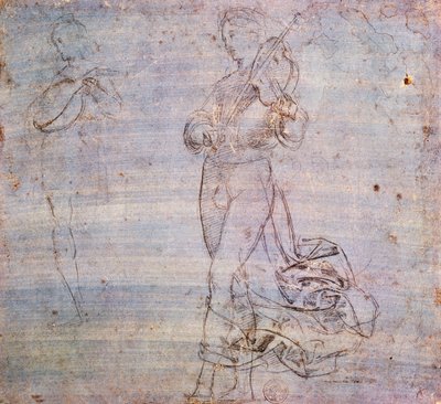 Studera för figur med musikinstrument av Raphael