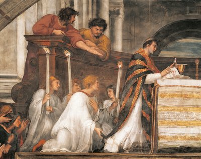 Det eukaristiska miraklet, detalj av mässan i Bolsena av Raphael (1483 1520)