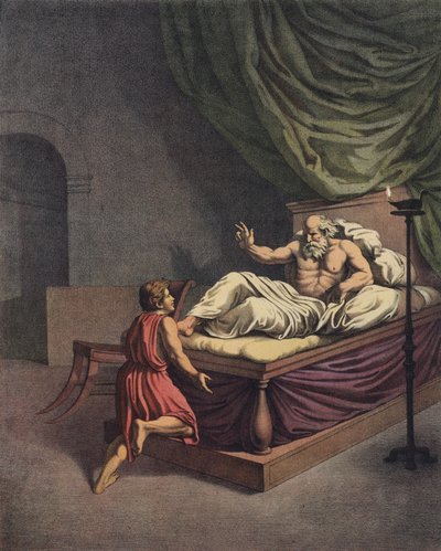 Samuel går till Eli efter att ha hört en röst ropa hans namn (färg litho) av after Raphael