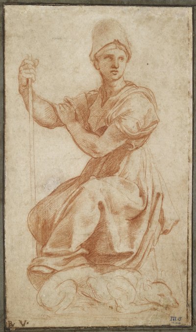 Allegorisk kvinnlig figur; Allegory of Fides, WA1956.21 (röd krita) av Raphael