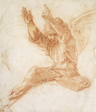 En ängel (röd krita på benvitt papper) av Raphael