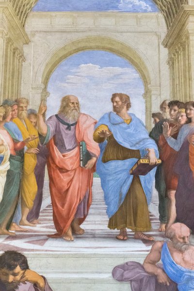 Aristoteles och Platon: detalj från Atens skola i Stanza della Segnatura av Raphael (1483 1520)
