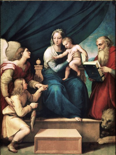 Madonna of the Fish (olja ombord, ca 1513) av Raphael