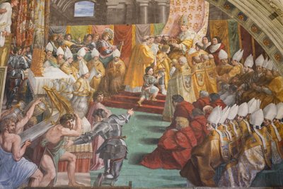 Die Krönung Karls des Großen, Raum des Feuers im Borgo von Raphael (1483-1520)