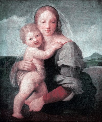 Madonnan och barnet (Madonne of the tower) 1509-1511 (olja på duk) av Raphael