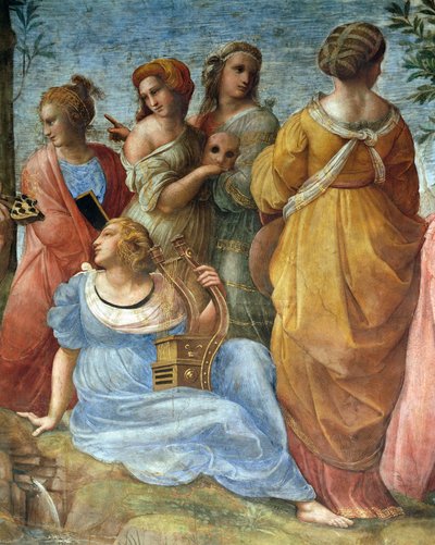 Muserna, detalj av Parnassus av Raphael (1483-1520)