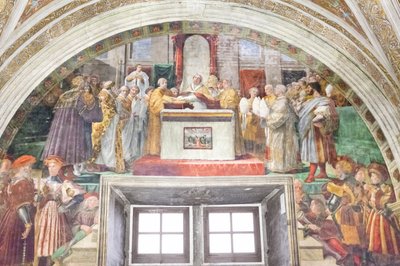 Der Eid Leos III., Raum des Feuers im Borgo von Raphael (1483-1520)