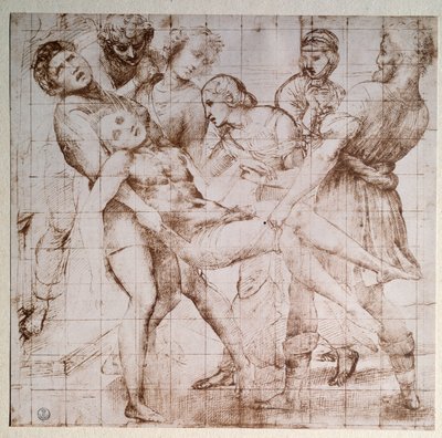 Studiedepositionen för altartavlan Baglioni - teckning, c.1507 av Raphael
