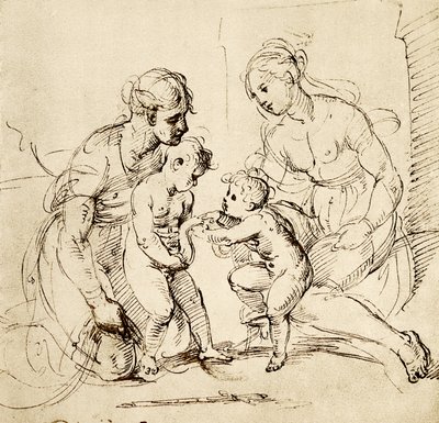 Design för den heliga familjen från Canigiani-huset i München av Raffaello Sanzio Raphael