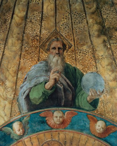 Tvist. Detalj: Gud Fadern. Fresk i Stanza della Segnatura, ca 1510-1511. av Raphael