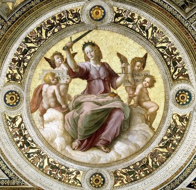 Lady Justice Fresco i Stanza della Segnatura, ca 1510-1511. av Raphael