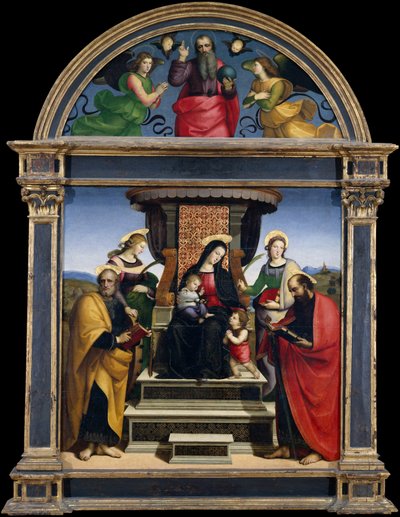 Madonna och barn tronade med heliga av Raffaello Sanzio Raphael