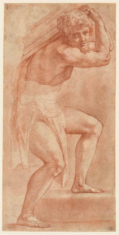Man halvlindad, bärande en börda, 1514-1516. av Raphael