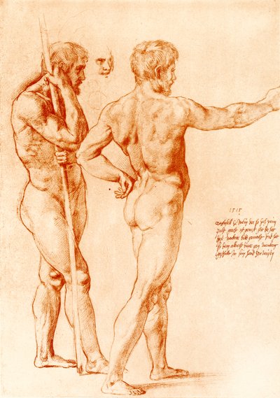 Nakenstudie av två krigare av Raffaello Sanzio Raphael