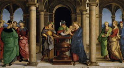 Presentation vid Temple Predella Panel of Oddi Altarpiece, 1503. av Raphael