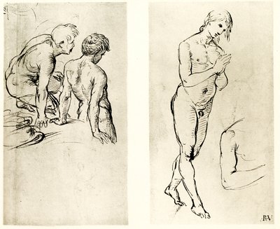 Studera på en bedjande figur av Raffaello Sanzio Raphael