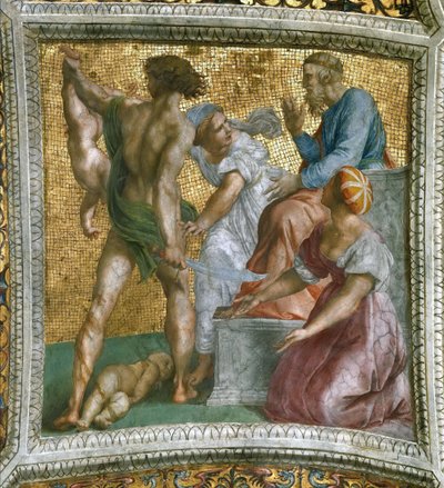 The Judgment of Solomon Ceiling Fresco in Stanza della Segnatura, ca 1510-1511. av Raphael