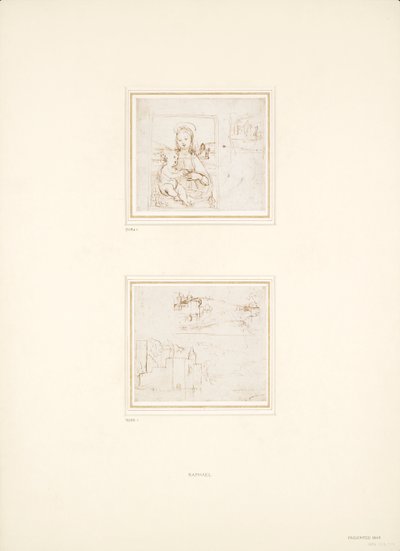 Två separata skisser av landskap, 1500-1504 av Raphael