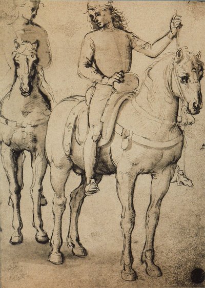 Män häst; teckning av Raphael. Gallerie dellAccademia, Venedig av Raffaello Sanzio Raphael