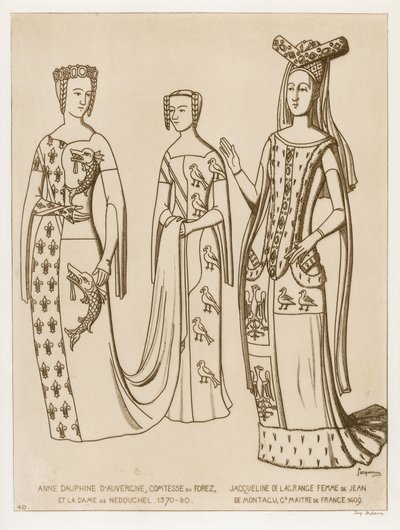 Anne Dauphine, grevinna av Forez och dam av Nedouchel, 1370-80. Jacqueline de lagrange, hustru till Jean de Montagu, mästare i Frankrike, 1409. av Raphael Jacquemin