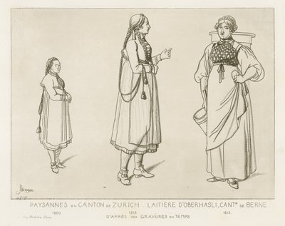 Bönder från kantonen Zürich och mjölkerskor från Oberhasli i kantonen Bern. av Raphael Jacquemin