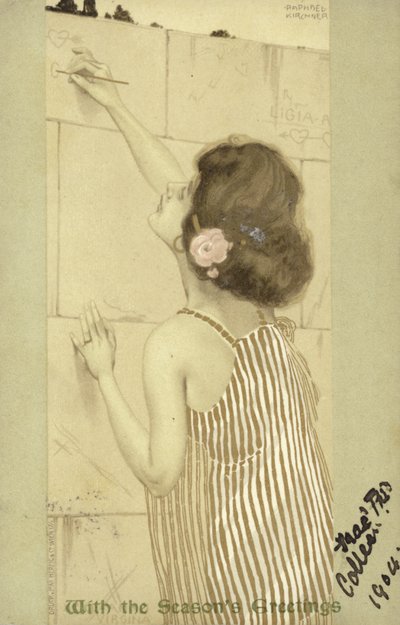 Flicka som skriver på en vägg av Raphael Kirchner