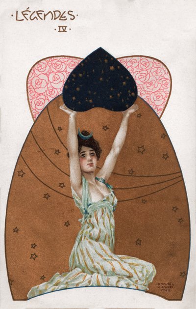 Kvinna i Secession-stil, ca 1900 (illustration) av Raphael Kirchner