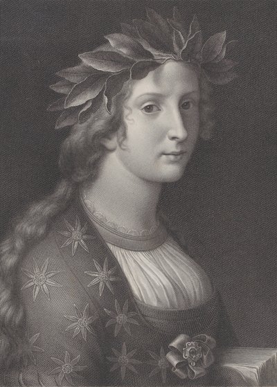 Poesi, en kvinna med lagerkrona, 1827 av Raphael Morghen