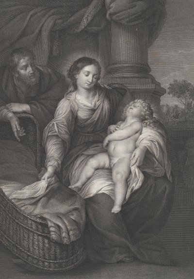 Den heliga familjen, med Kristusbarnet sovande i jungfruns knä, ca. 1778-86 av Raphael Morghen