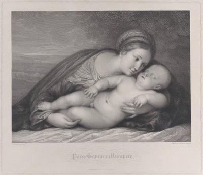 Madonnan som omfamnar det sovande Kristusbarnet, 1797. av Raphael Morghen
