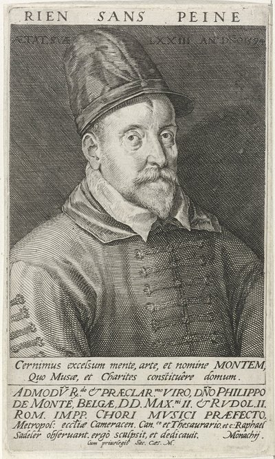 Porträtt av kompositören Philippe de Monte 1521-1603, 1594 av Raphael Sadeler the Elder