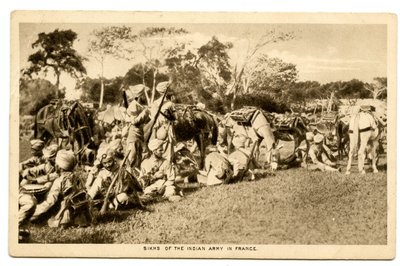 Sikher från den indiska armén i Frankrike, 1914-15 (sepiafoto) av Raphael Tuck and Sons