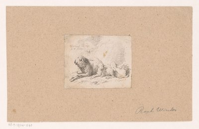 Liggande får med två lamm av Raphael Winter