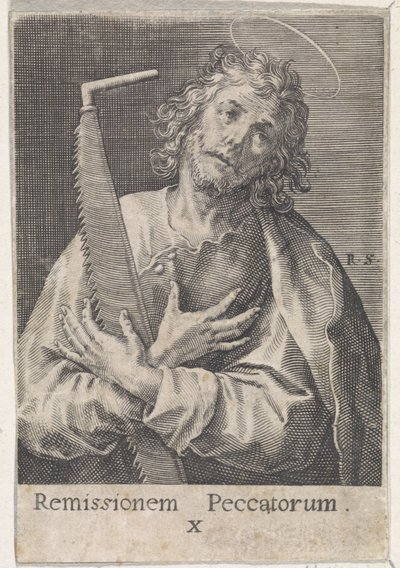 Aposteln Simon seloten Kristus, Maria och de tolv apostlarna (serietitel) av Raphaël Sadeler (I)