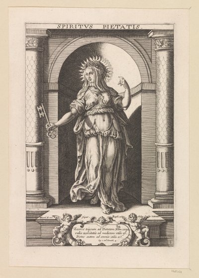 Religionens gåva Spiritvs Pietatis (titel på objekt) Den Helige Andes sju gåvor (serietitel) av Raphaël Sadeler (I)
